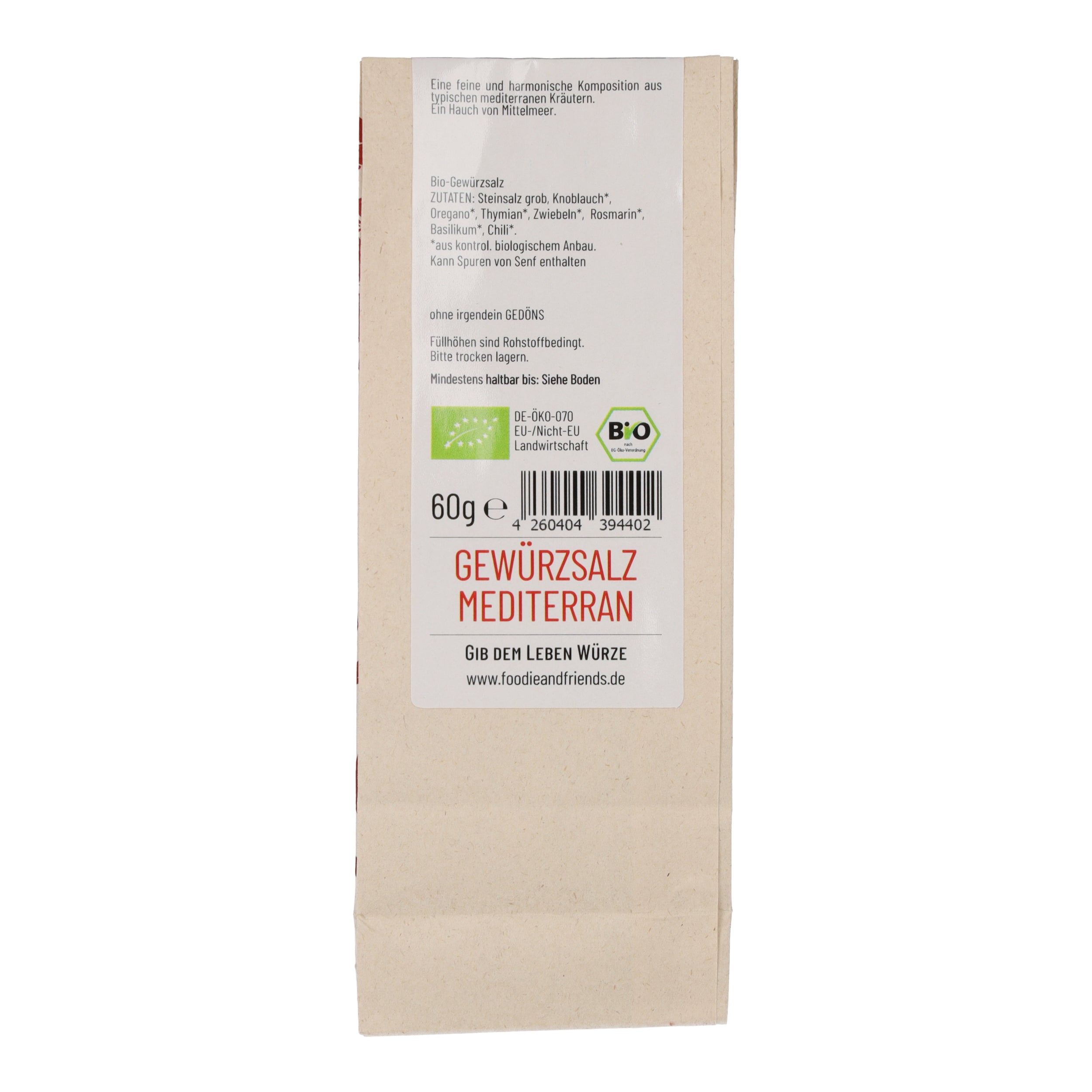 BIO Gewürzsalz Mediterran für die Mühle - Nachfüll