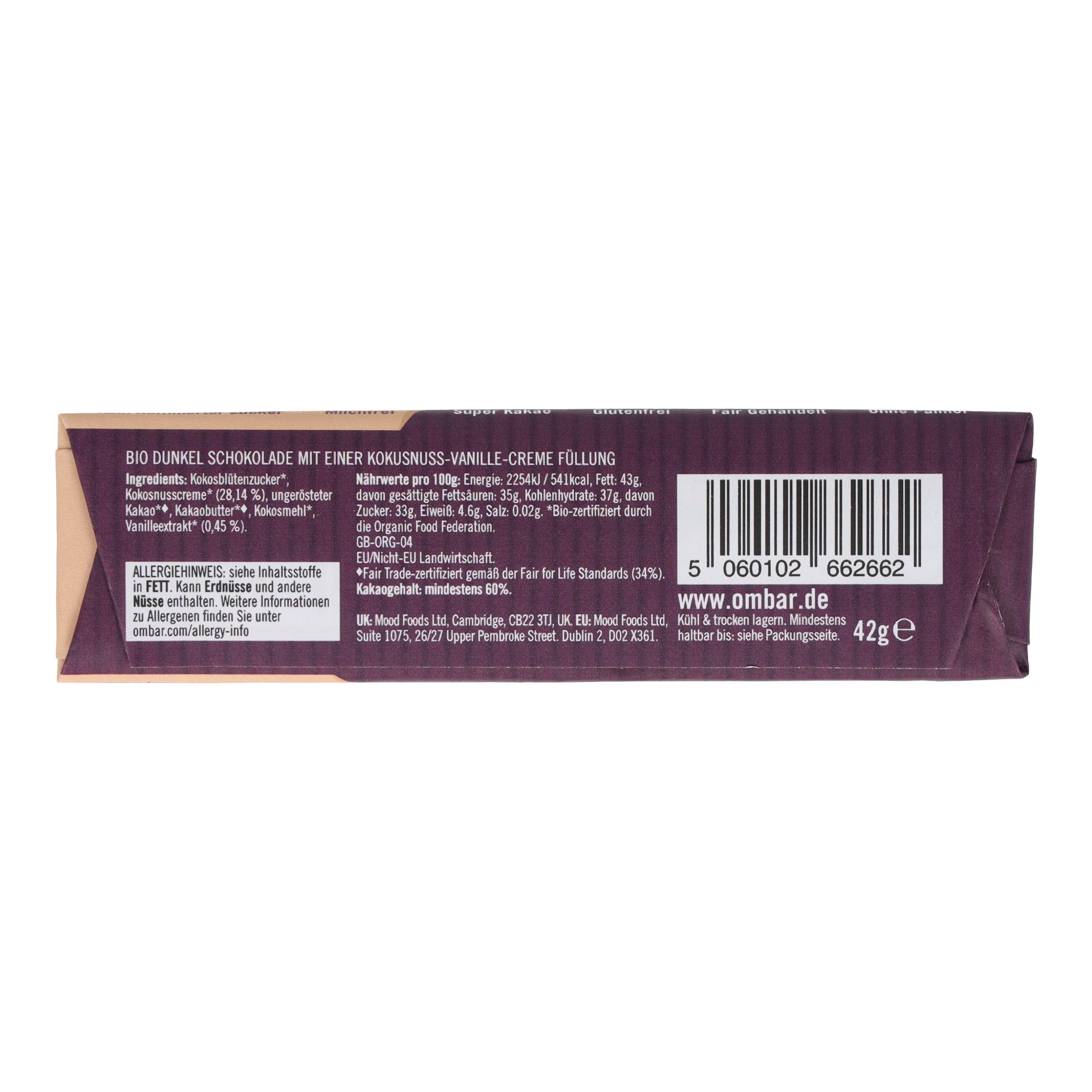 Ombar® BIO Riegel Cocos Vanille 42g