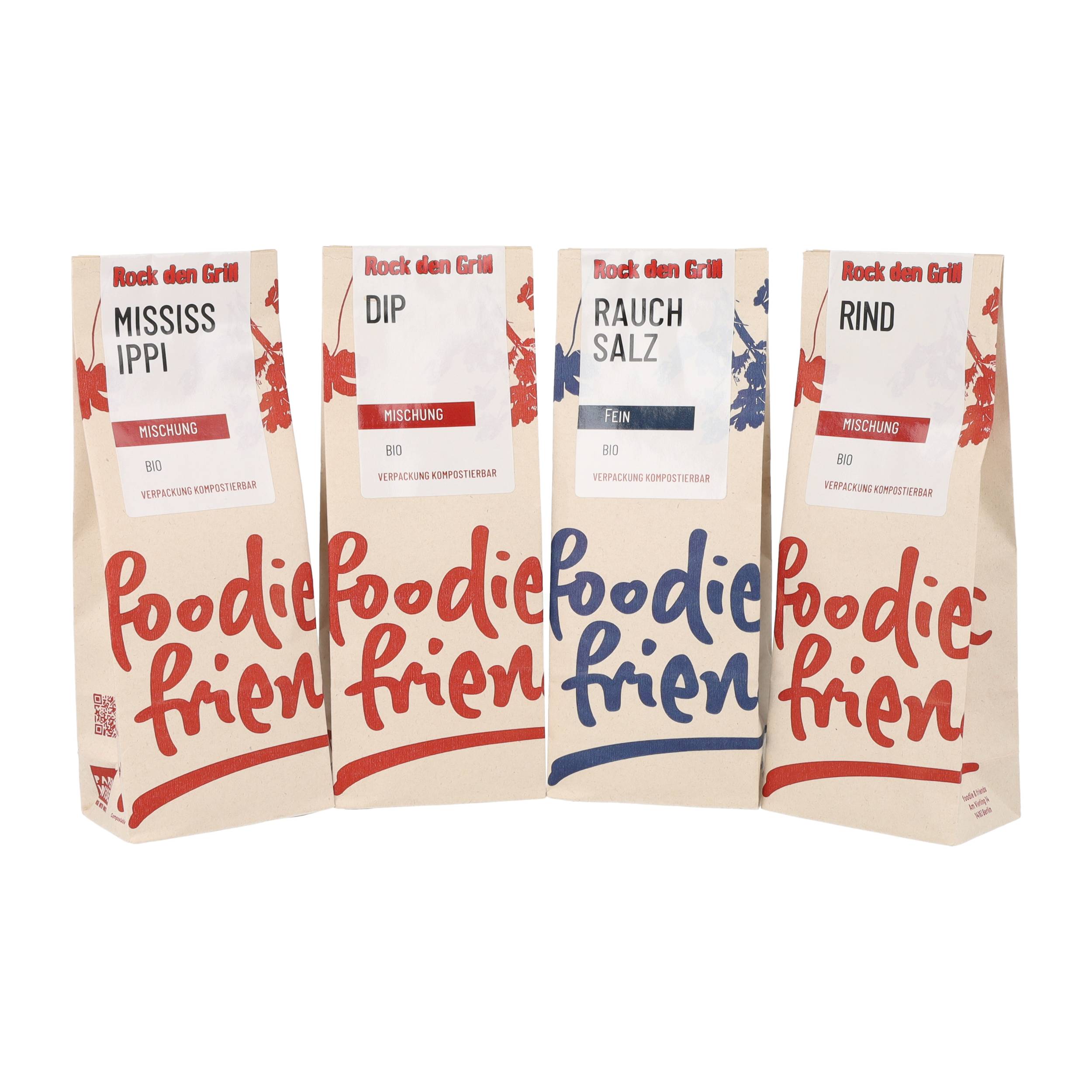 Set aus vier Bio-Gewürzmischungen von Foodie Friends: &