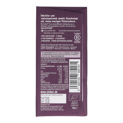 Ombar® CENTRES Pistazie Bio-Rohschokolade 70g