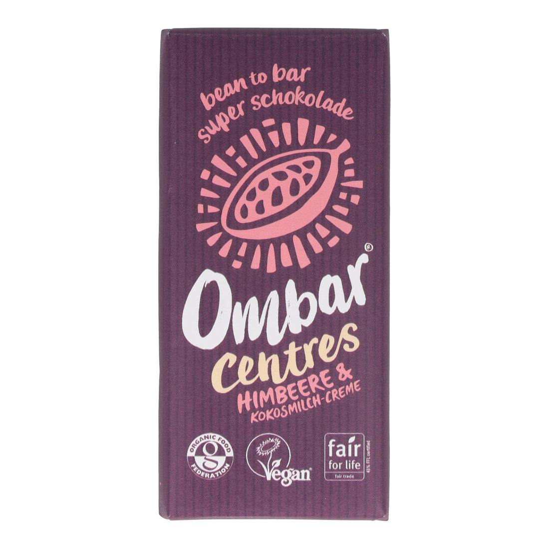 Ombar® CENTRES Himbeer &amp; Kokosmilch Bio-Rohschokolade 70g