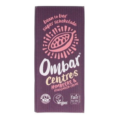 Ombar® CENTRES Himbeer &amp; Kokosmilch Bio-Rohschokolade 70g