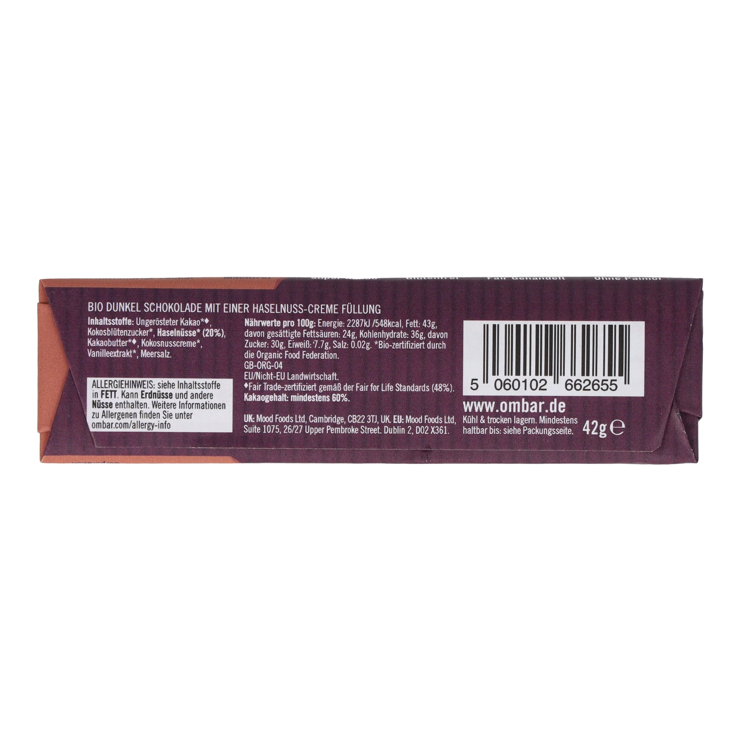 Ombar® BIO Riegel Haselnuss Creme 42g