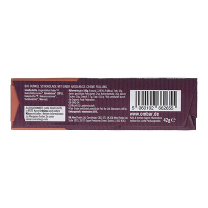 Ombar® BIO Riegel Haselnuss Creme 42g