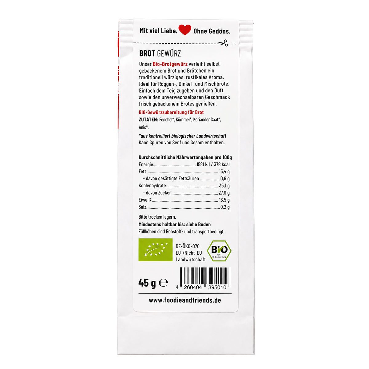 BIO Brotgewürz Tüte